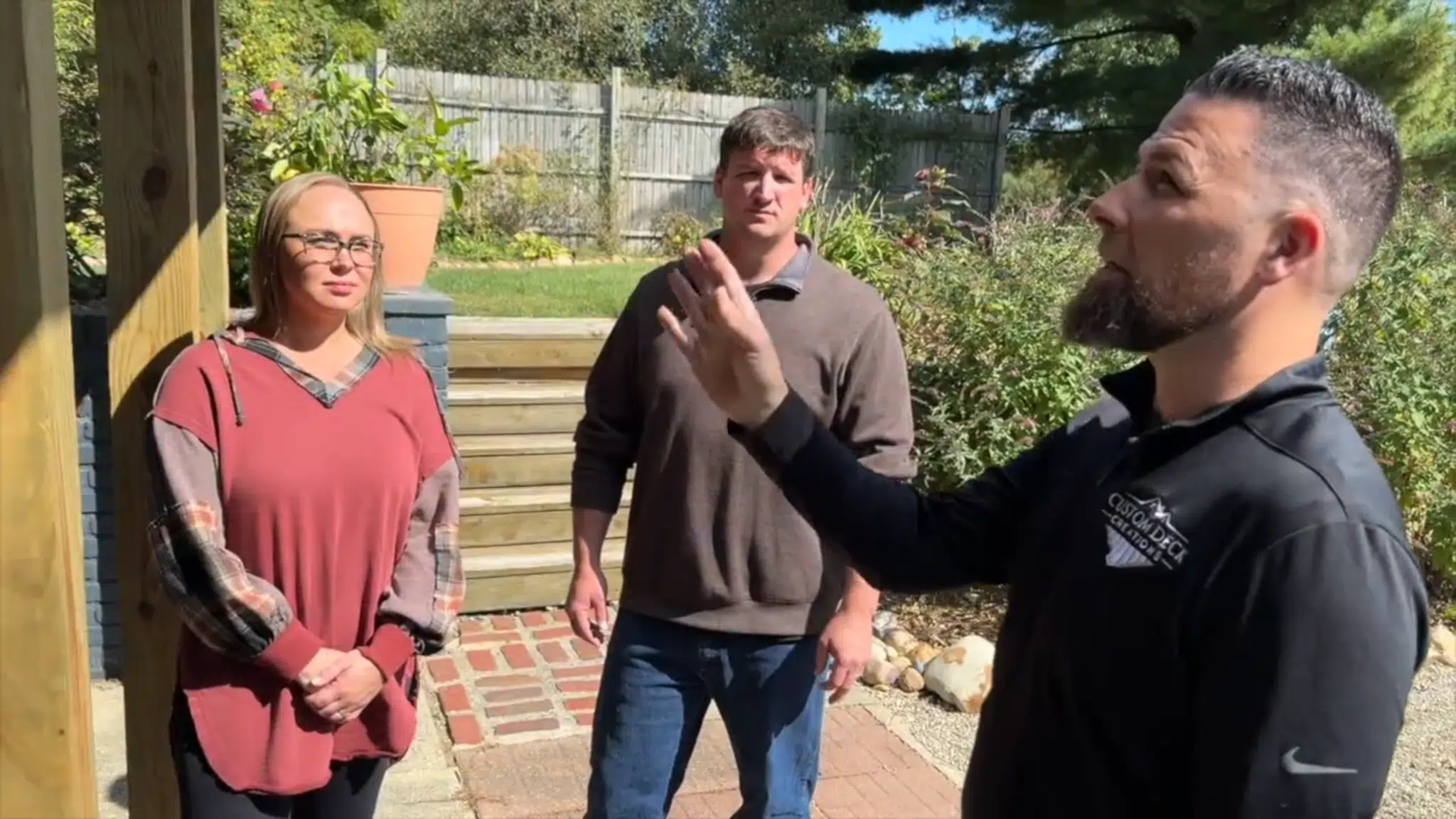 Showing clients their new deck